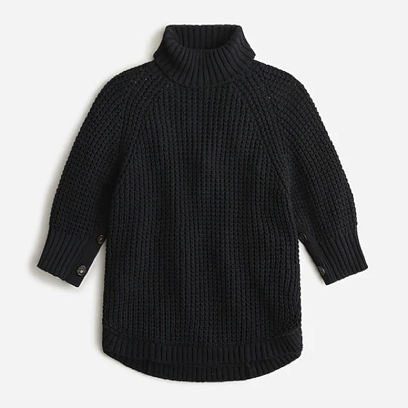 J.CREW Turtleneck Cotton Poncho NWT Size Medium-Large Black - Picture 2 of 7